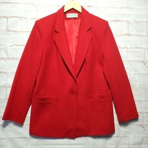 VTG Dumas 100% Pure Wool Jacket Womens Medium Red Classic Holiday 80s Blazer USA
